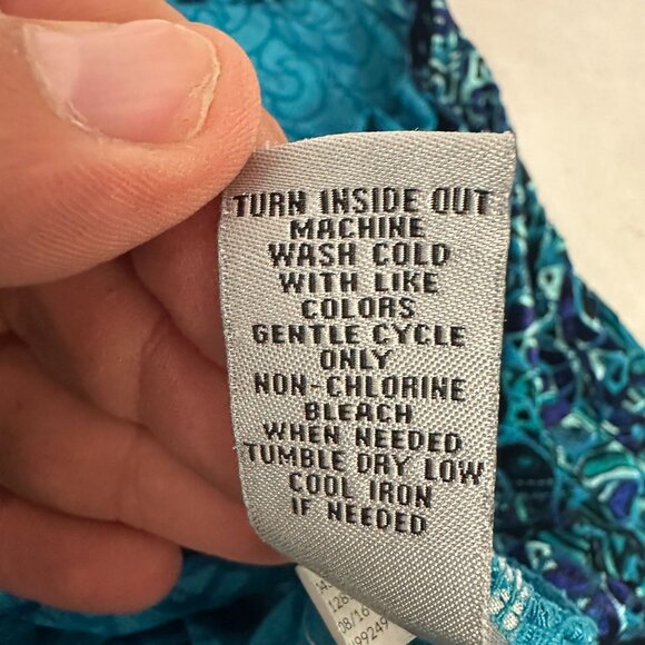 Catherines Womens 2X Tunic Top 22/24W Floral Blue/Black Stretch Velvet Soft Knit - Picture 5 of 10